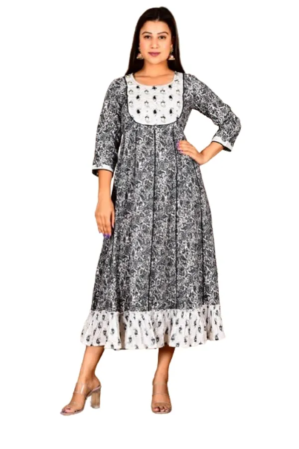 Black_Cotton_Premium_Gown_Kurta_For_Women