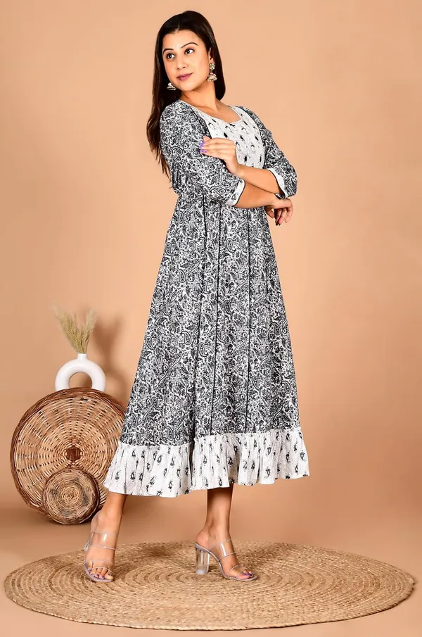 Black_Cotton_Premium_Gown_Kurta_For_Women