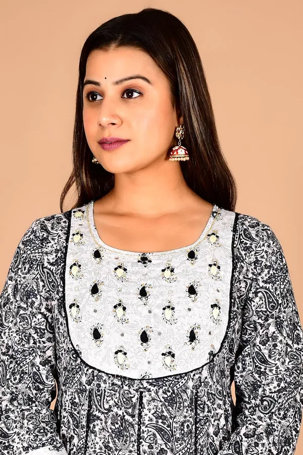 Black_Cotton_Premium_Gown_Kurta_For_Women