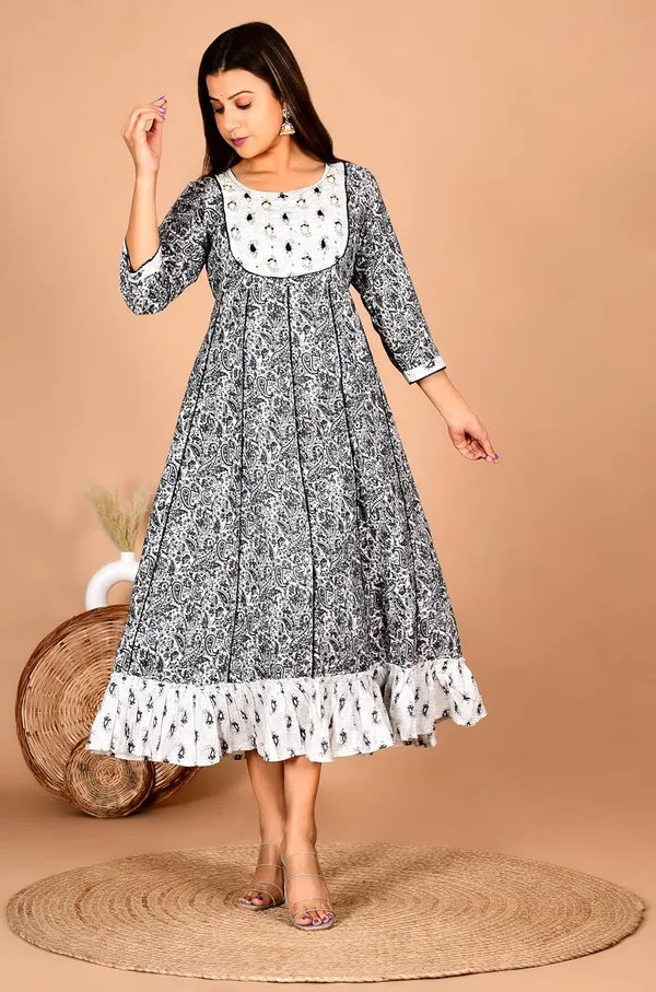Black_Cotton_Premium_Gown_Kurta_For_Women