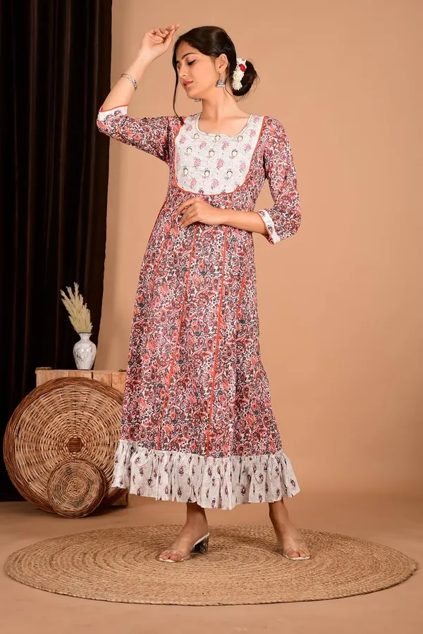 Peach_Cotton_Premium_Gown_Kurta_For_Women