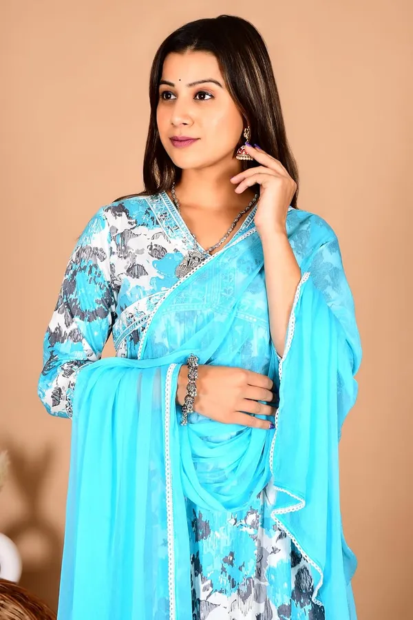 Skyblue_Cotton_Premium_Alia_Cut_Kurta_Set_For_Women