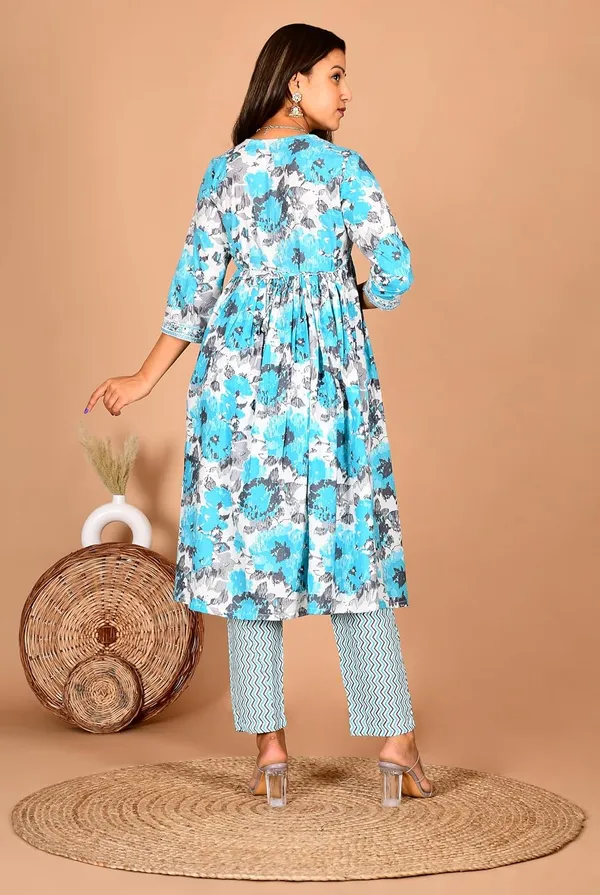 Skyblue_Cotton_Premium_Alia_Cut_Kurta_Set_For_Women