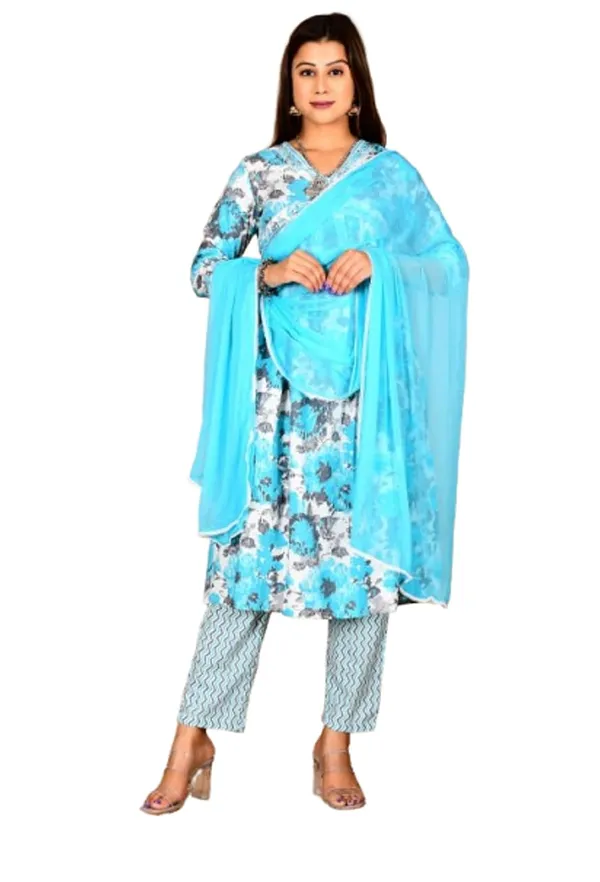 Skyblue_Cotton_Premium_Alia_Cut_Kurta_Set_For_Women