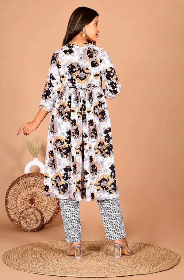 White_Cotton_Premium_Alia_Cut_Kurta_Set_For_Women