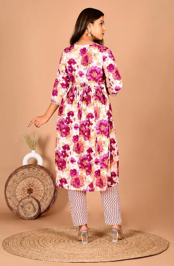 Pink_Cotton_Premium_Alia_Cut_Kurta_Set_For_Women