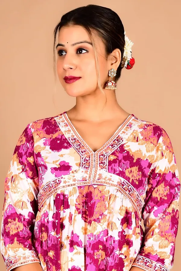 Pink_Cotton_Premium_Alia_Cut_Kurta_Set_For_Women