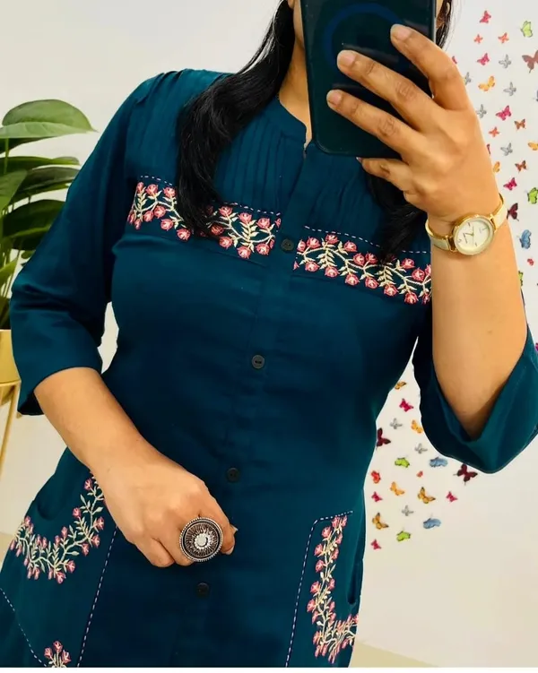 Blue_Rayon_Premium_Kurta_Pant_Set_For_Women