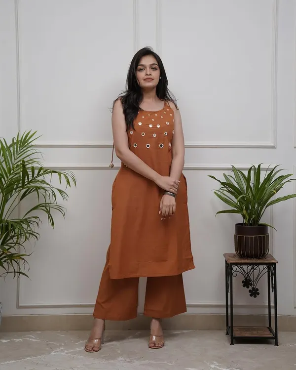 Red_Rayon_Premium_Kurta_Pant_Set_For_Women