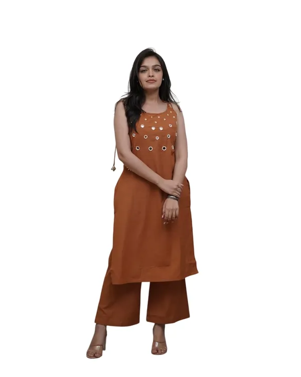 Red_Rayon_Premium_Kurta_Pant_Set_For_Women