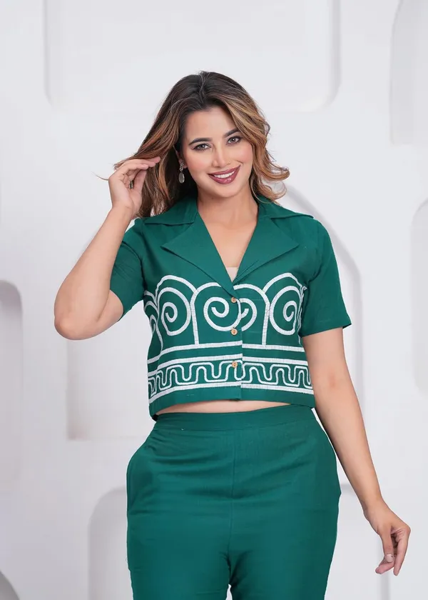 Bottle_Green_Rayon_Premium_Co-Ord_Set_For_Women
