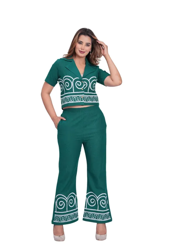 Bottle_Green_Rayon_Premium_Co-Ord_Set_For_Women