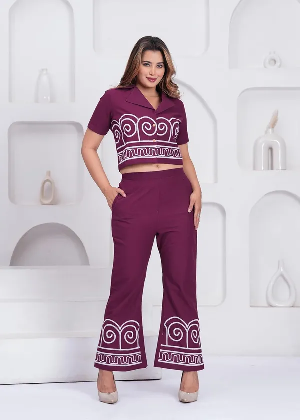 Wine_Rayon_Premium_Co-Ord_Set_For_Women
