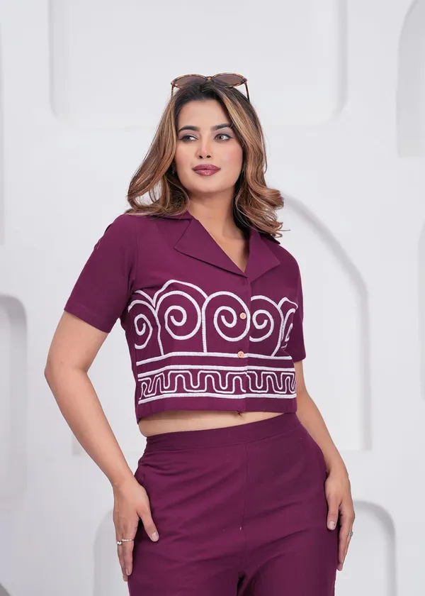 Wine_Rayon_Premium_Co-Ord_Set_For_Women