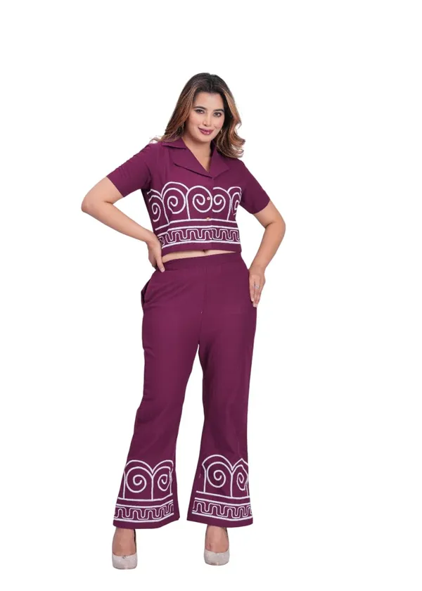 Wine_Rayon_Premium_Co-Ord_Set_For_Women
