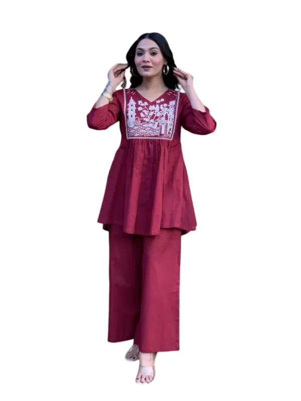Maroon_Rayon_Premium_Loungewear_Set_For_Women