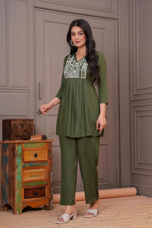 Olive_Green_Rayon_Premium_Loungewear_Set_For_Women