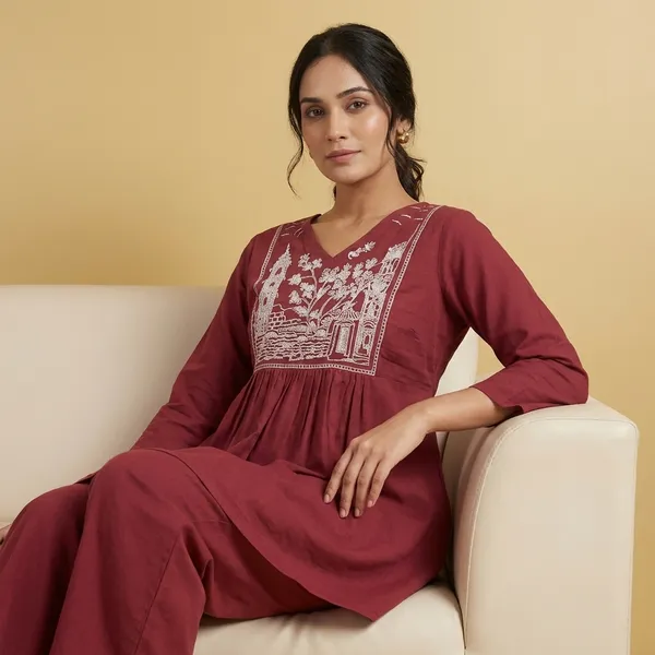 Maroon_Rayon_Premium_Loungewear_Set_For_Women