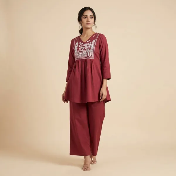 Maroon_Rayon_Premium_Loungewear_Set_For_Women