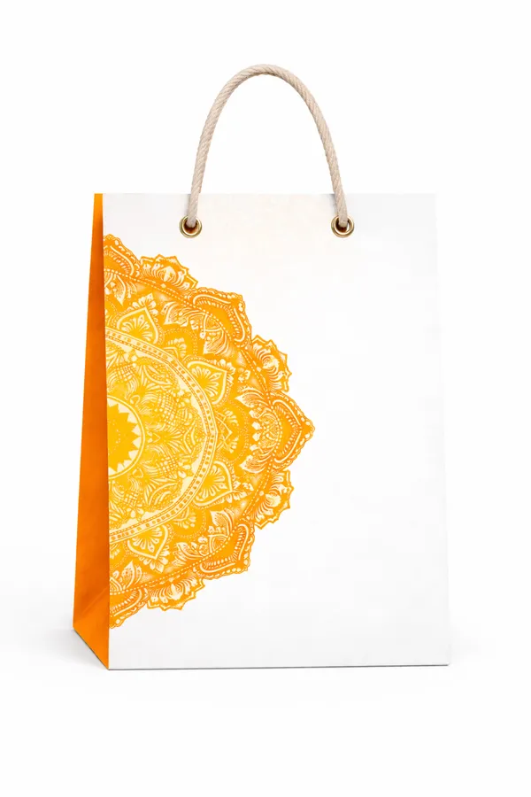 PACK_OF_10_Orange_&_White_Mandala_Design_Gift_Bag_with_Rope_Handles