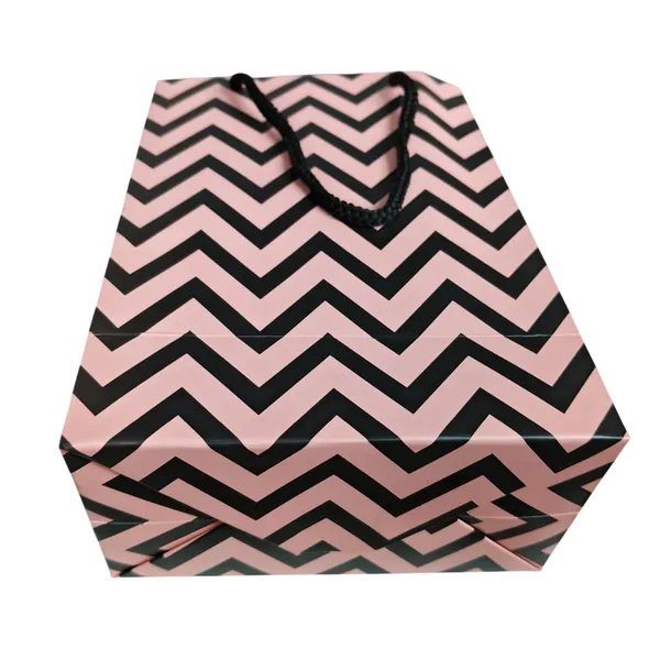 PACK_OF_10_Pink_&_Black_Chevron_Pattern_Gift_Bag