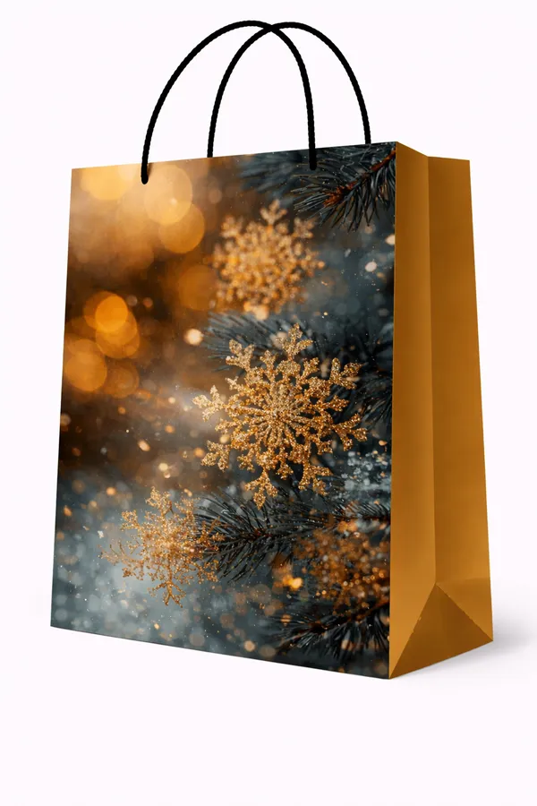(PACK_OF_10)_Golden_Snowflake_Christmas_Gift_Bag
