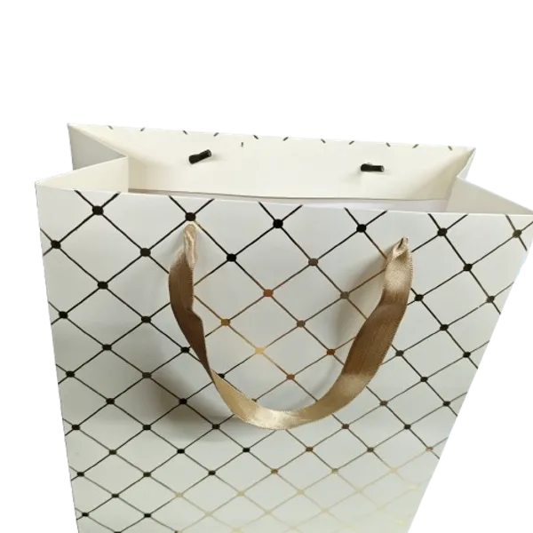 (PACK_OF_10)_Ivory_&_Gold_Diamond_Pattern_Gift_Bag_with_Ribbon_Handles