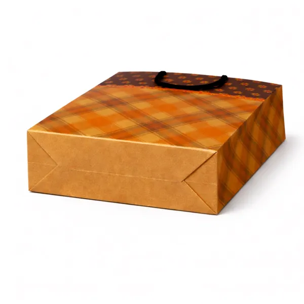 (PACK_OF_10)_Kraft_Paper_Gift_Bag_With_Autumn_Check_Pattern