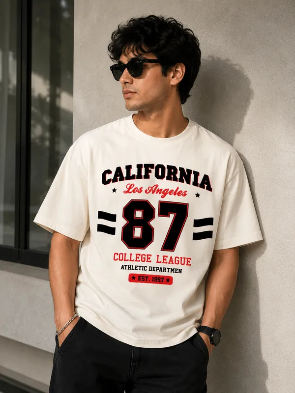 California_College_League_Oversized_Graphic_Print_Round_Neck_T_shirt_in_Off_White_