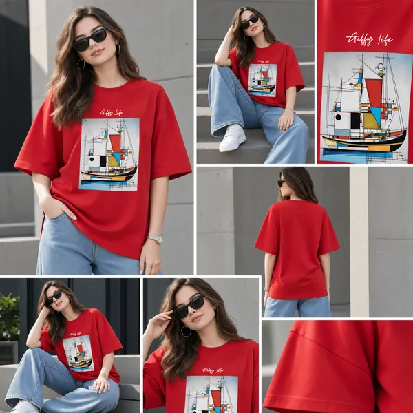 Giffy_Life_Abstract_Sailboat_Oversized_Tee_-_Crimson_Red_Modern_Line_Art_Graphic_Streetwear_T-Shirt
