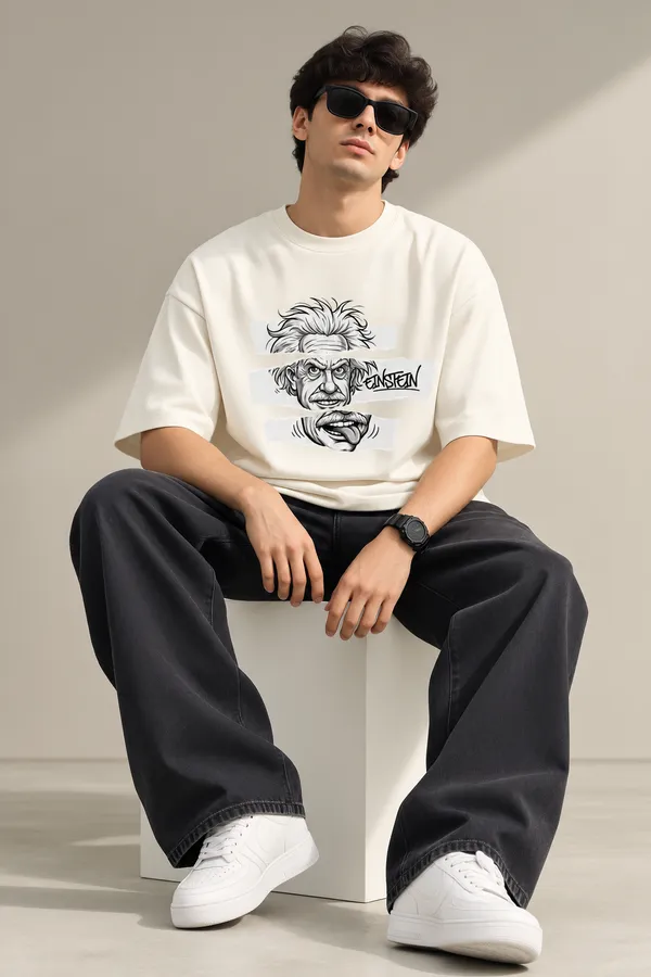 Giffy_Life_Albert_Einstein_Oversized_Tee_-_Off-White_Tongue_Split_Portrait_Graphic_Streetwear_T-Shirt
