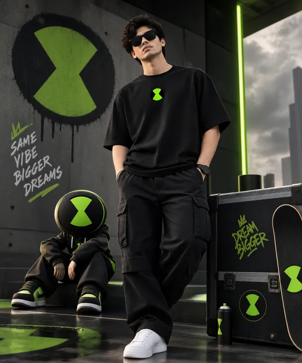 Giffy_Life_Ben_10_Omnitrix_Oversized_Tee_-_Black_Minimalist_Hourglass_Graphic_Printed_Streetwear_T-Shirt