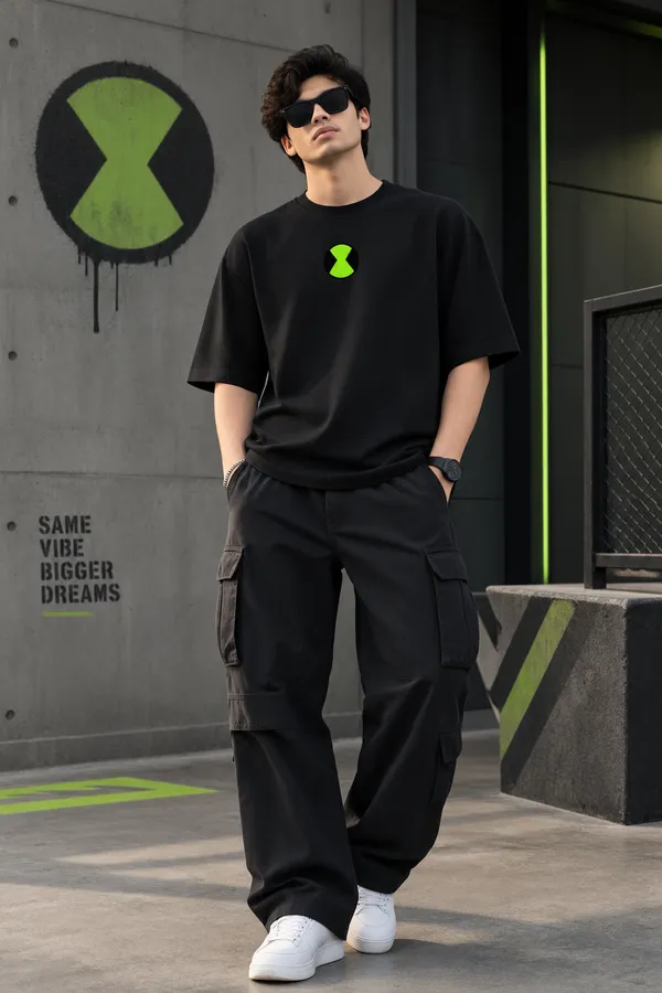 Giffy_Life_Ben_10_Omnitrix_Oversized_Tee_-_Black_Minimalist_Hourglass_Graphic_Printed_Streetwear_T-Shirt