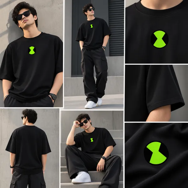 Giffy_Life_Ben_10_Omnitrix_Oversized_Tee_-_Black_Minimalist_Hourglass_Graphic_Printed_Streetwear_T-Shirt