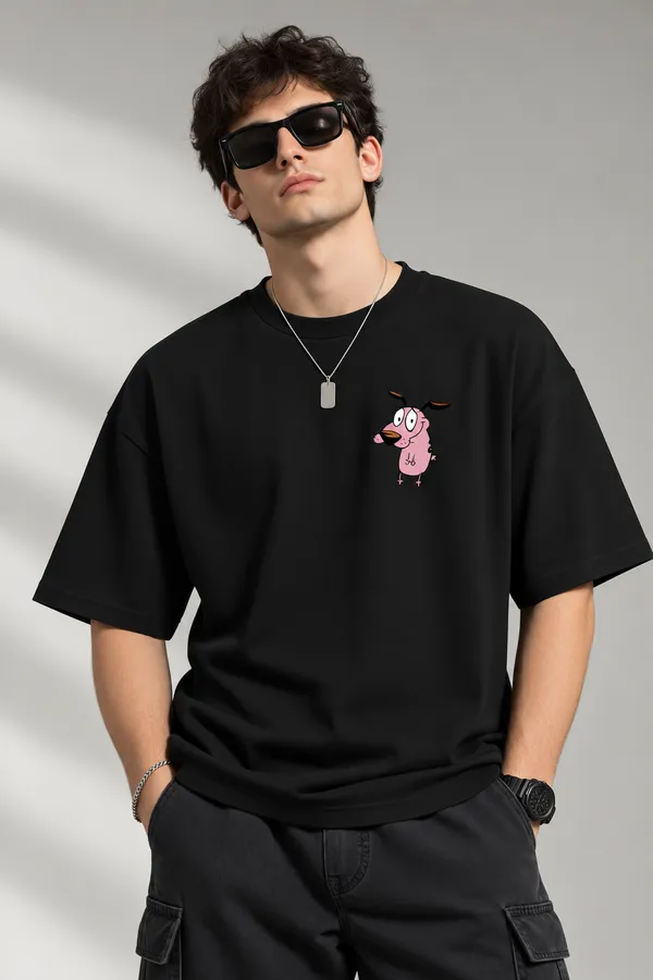 Giffy_Life_Courage_Cowardly_Dog_Oversized_Tee_-_Black_Retro_Cartoon_Graphic_Printed_Streetwear_T-Shirt