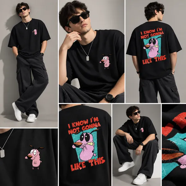 Giffy_Life_Courage_Cowardly_Dog_Oversized_Tee_-_Black_Retro_Cartoon_Graphic_Printed_Streetwear_T-Shirt