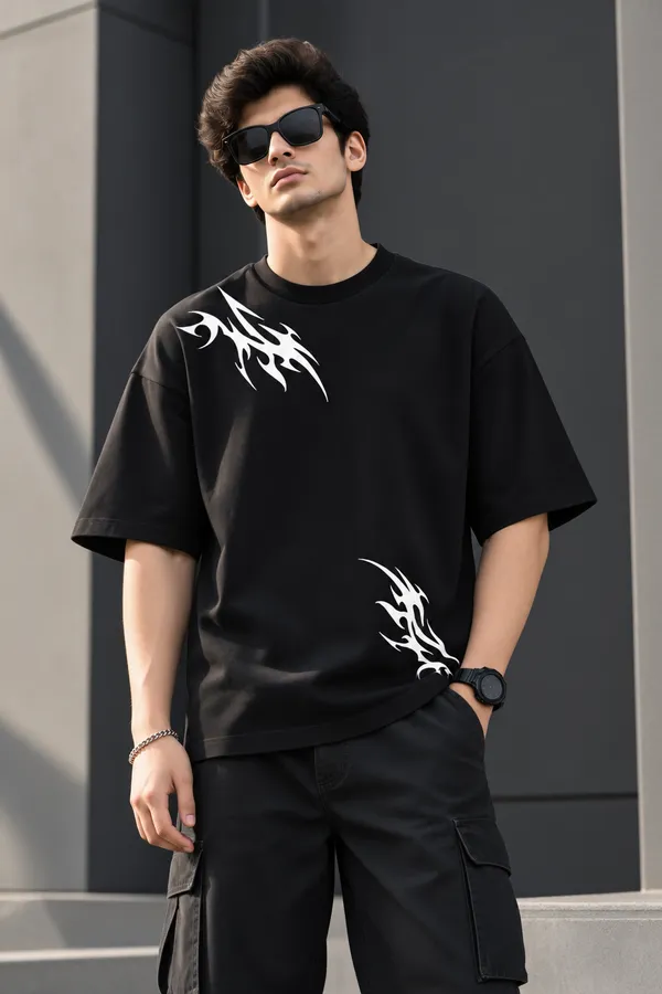 Giffy_Life_Cyber_Sigilism_Oversized_Tee_-_Black_Tribal_Flame_Printed_Graphic_Streetwear_T-Shirt