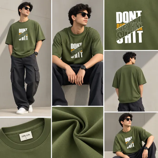 Giffy_Life_Don't_Overthink_Oversized_Tee_-_Olive_Green_Stacked_Quote_Printed_Graphic_Streetwear_T-Shirt___
