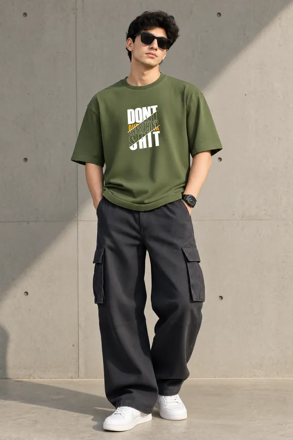 Giffy_Life_Don't_Overthink_Oversized_Tee_-_Olive_Green_Stacked_Quote_Printed_Graphic_Streetwear_T-Shirt___