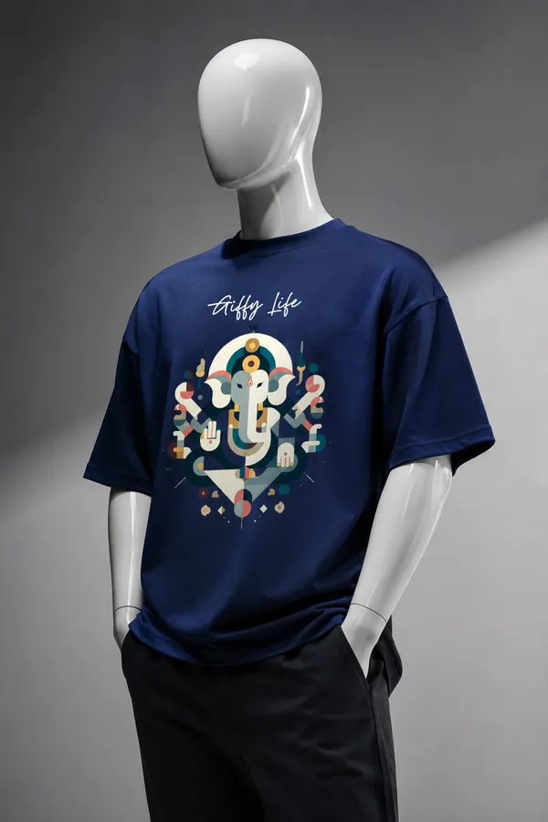 Giffy_Life_Geometric_Ganesha_Oversized_Tee_-_Navy_Blue_Festive_Modern_Art_Streetwear_T-Shirt