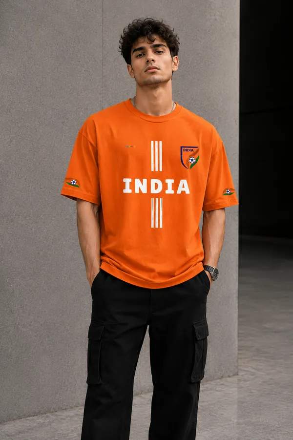 Giffy_Life_India_Football_Oversized_Tee_-_Orange_Blokecore_Jersey_Style_Streetwear_T-Shirt