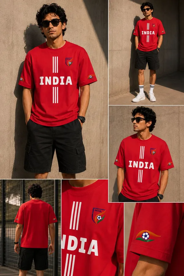 Giffy_Life_India_Football_Oversized_Tee_-_Red_Blokecore_Jersey_Style_Streetwear_T-Shirt
