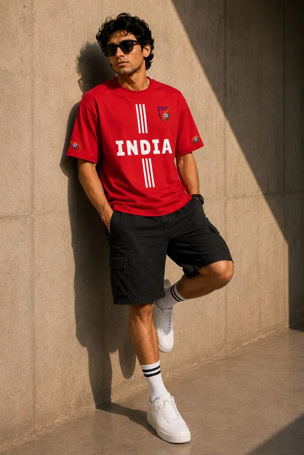 Giffy_Life_India_Football_Oversized_Tee_-_Red_Blokecore_Jersey_Style_Streetwear_T-Shirt