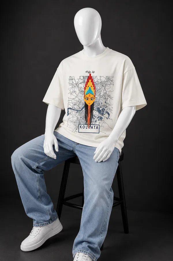 Giffy_Life_Kolkata_Durga_Oversized_Tee_-_Off-White_City_Map_Puja_Special_Streetwear_T-Shirt