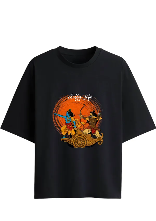 Giffy_Life_Krishna_Arjuna_Chariot_Oversized_Tee_-_Black_Mahabharata_Mythological_Streetwear_T-Shirt