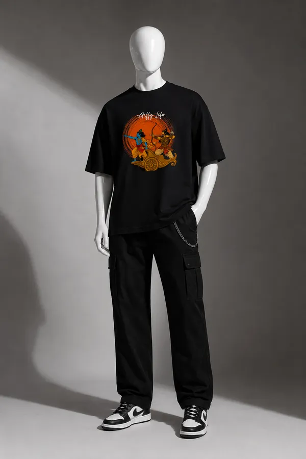 Giffy_Life_Krishna_Arjuna_Chariot_Oversized_Tee_-_Black_Mahabharata_Mythological_Streetwear_T-Shirt