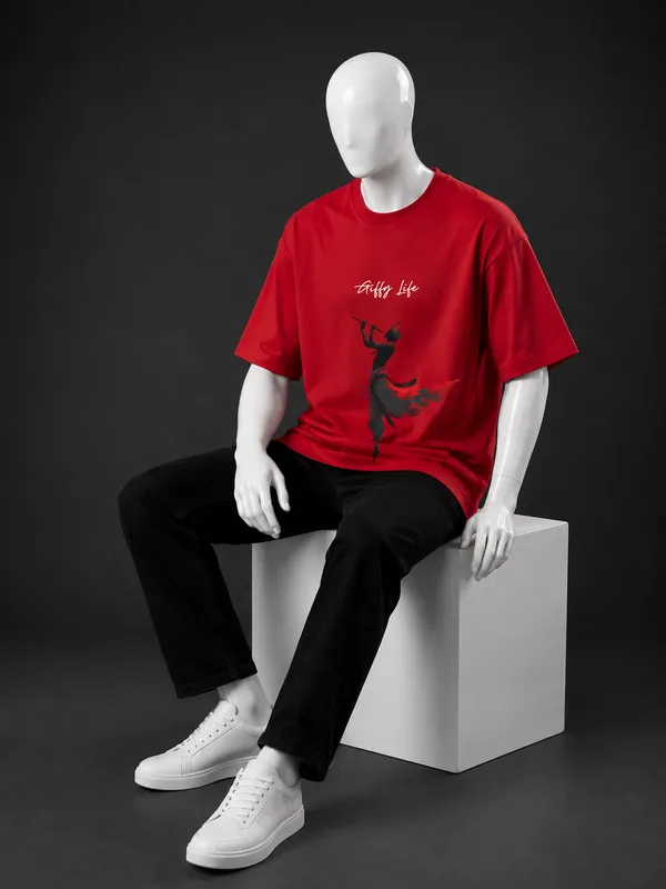 Giffy_Life_Krishna_Silhouette_Oversized_Tee_-_Red_Aesthetic_Spiritual_Streetwear_T-Shi