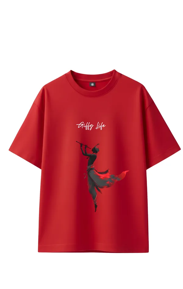 Giffy_Life_Krishna_Silhouette_Oversized_Tee_-_Red_Aesthetic_Spiritual_Streetwear_T-Shi