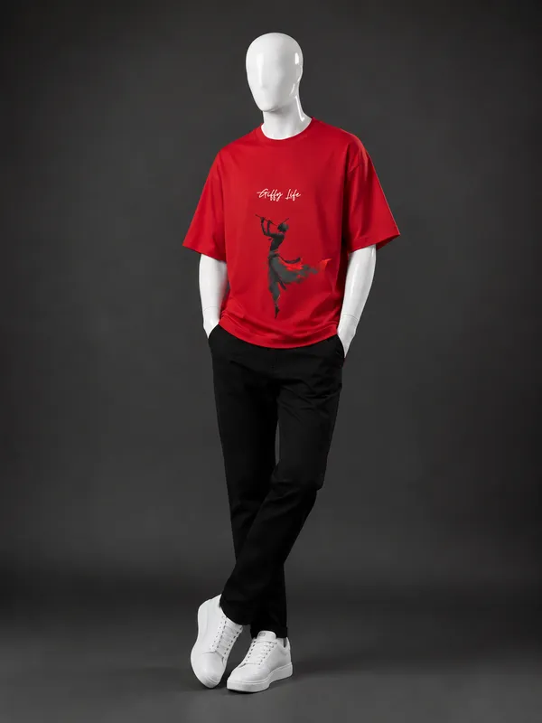 Giffy_Life_Krishna_Silhouette_Oversized_Tee_-_Red_Aesthetic_Spiritual_Streetwear_T-Shi
