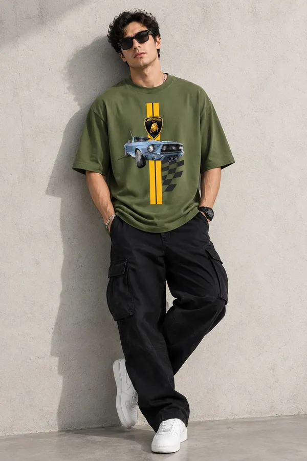 Giffy_Life_Lamborghini_Supercar_Oversized_Tee_-_Army_Green_Racing_Graphic_Printed_Streetwear_T-Shirt